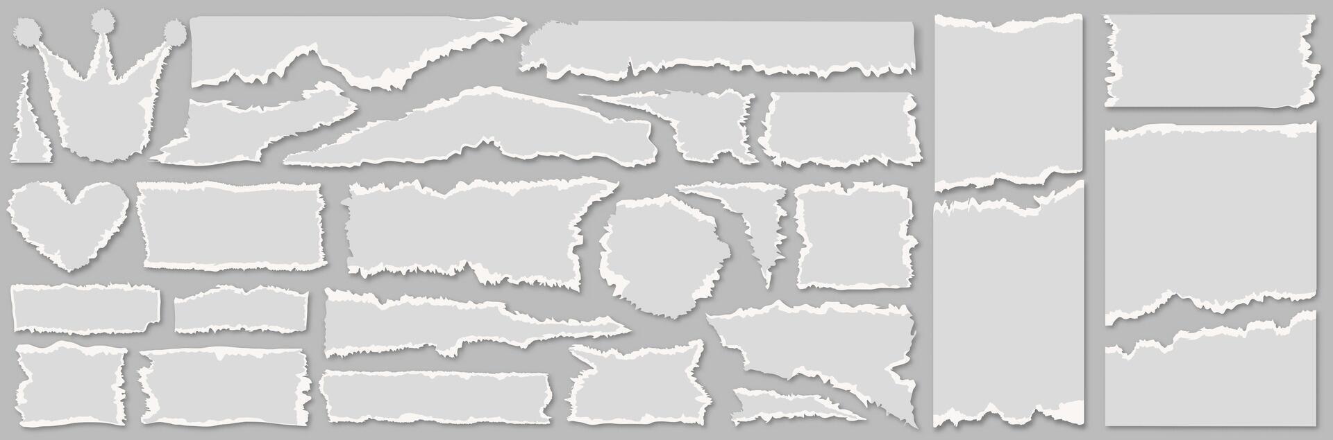 Collection of white torn paper textures vector