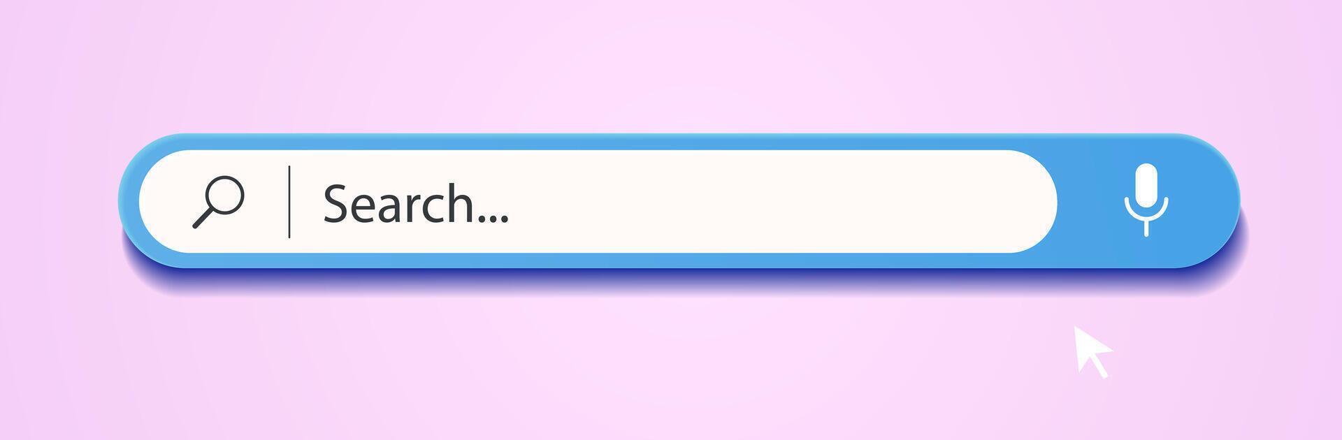 3d search bar Internet browser engine on pink background vector