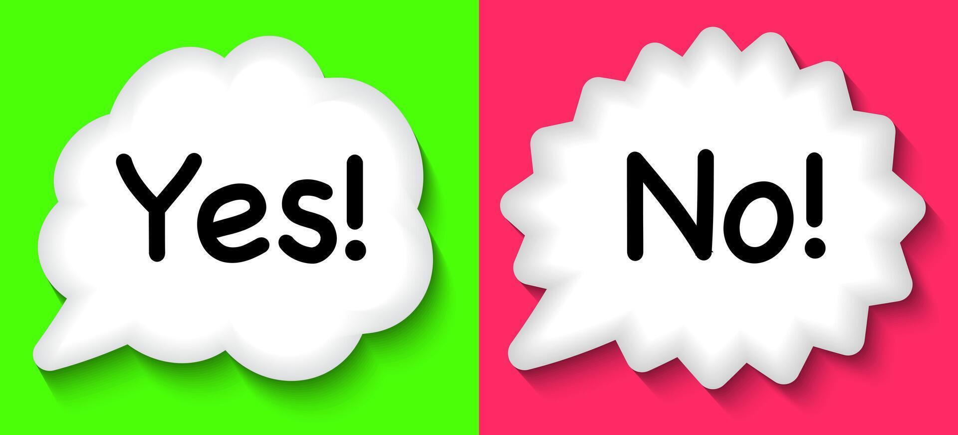 Yes and no speech bubble 3d style vector