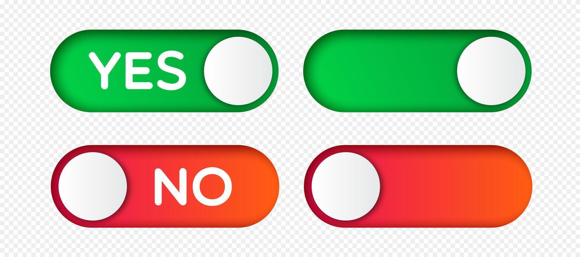 Yes and no switch button green and red color vector