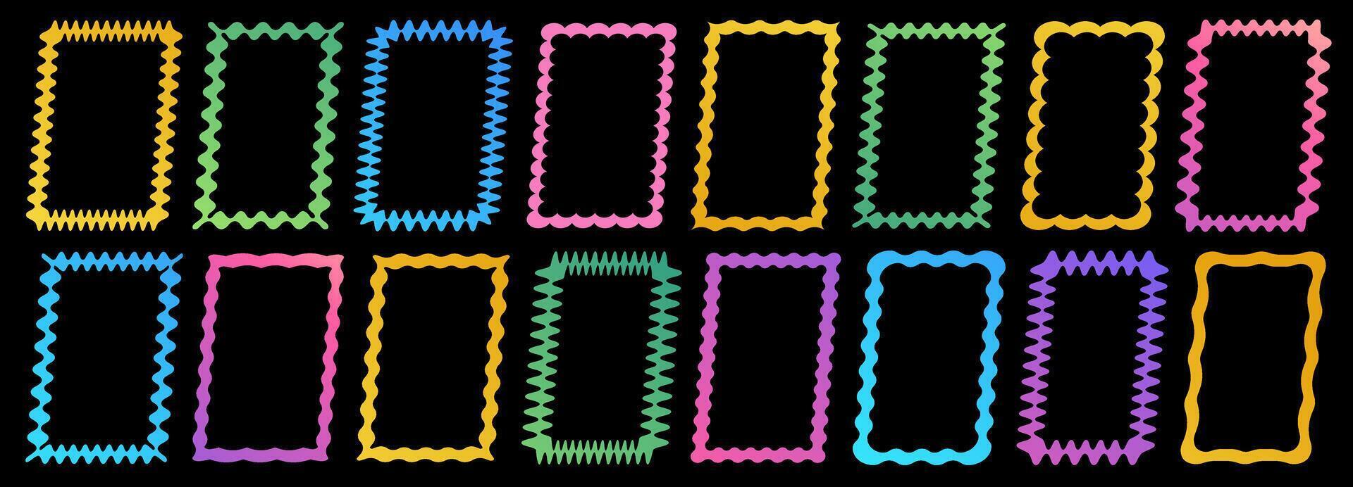 Cloudy wave curve edge borders set vector
