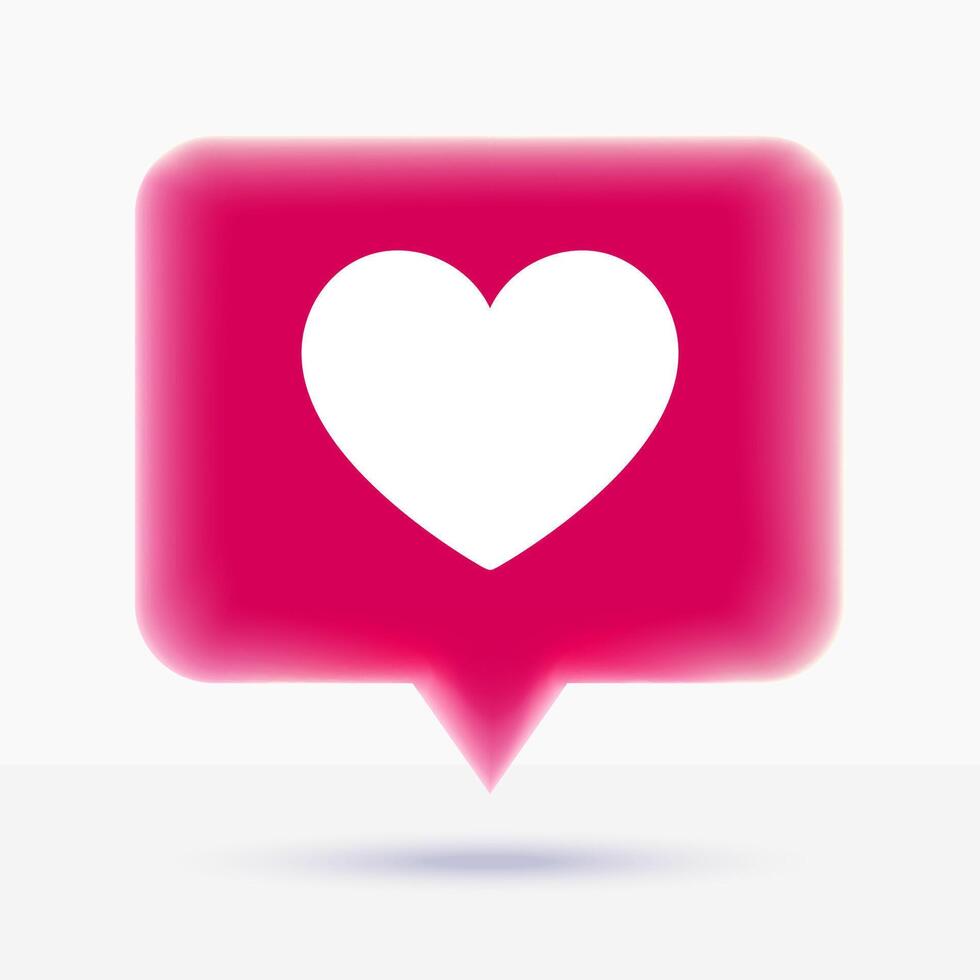 Social media heart icon 3d style vector