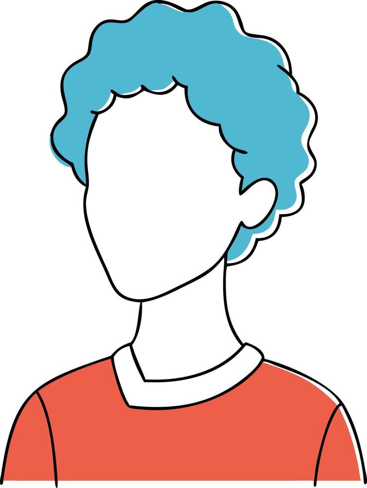 Abstract Illustration of Faceless Person with Blue Hair and Orange Shirt vector