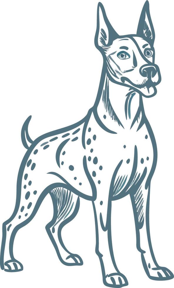 Abstract Illustration of Spotted Dog with Long Ears in Outlined Style vector