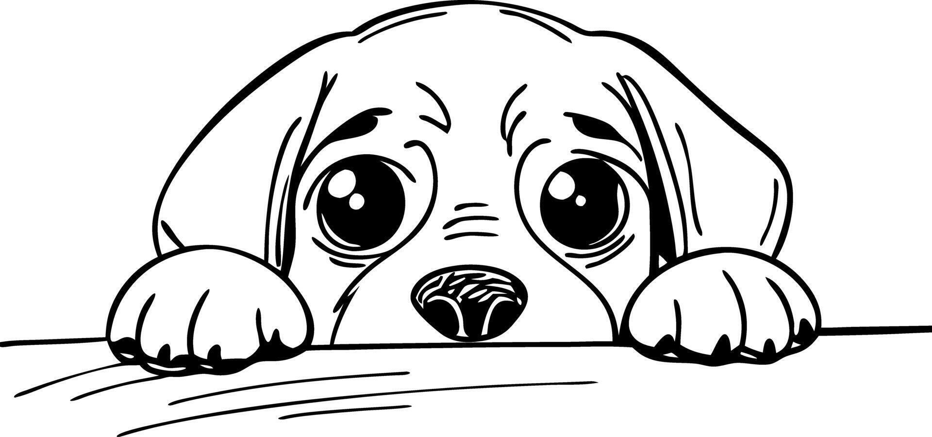 Adorable Puppy Peeking Over Table Illustration for Cute Design Projects vector