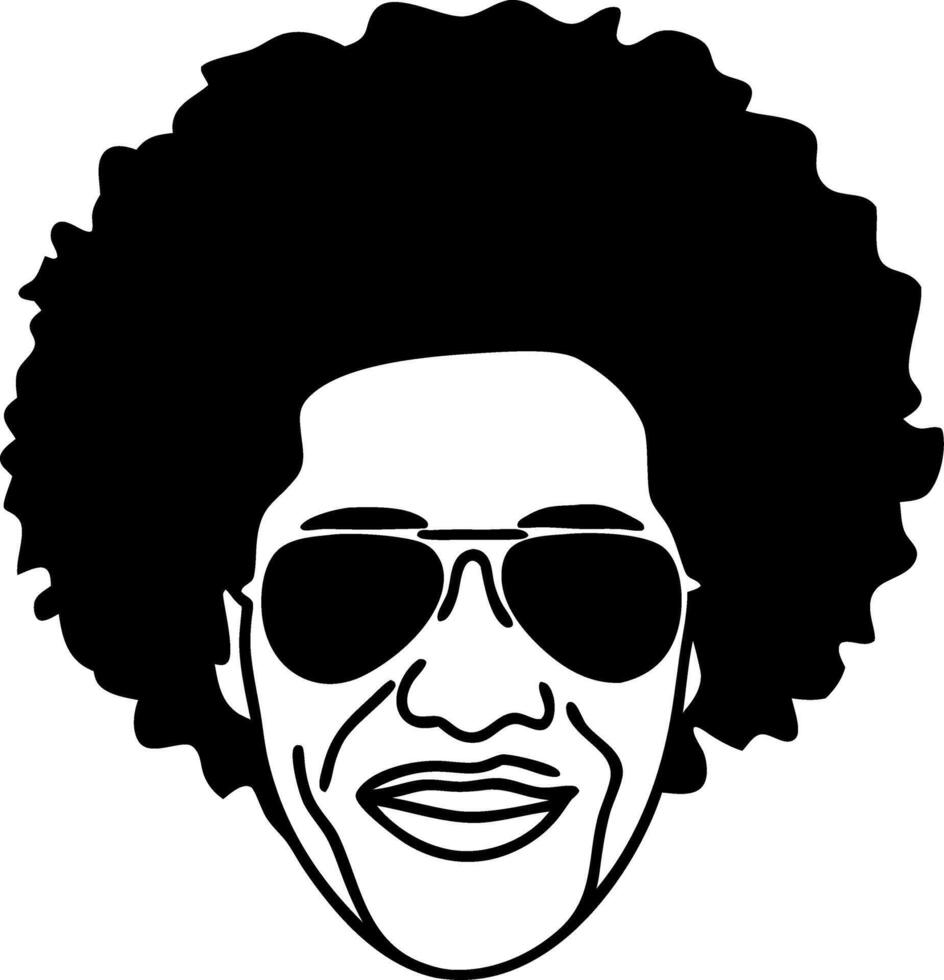 Afro Hair Sunglasses Illustration Smiling Face in Grey Background vector