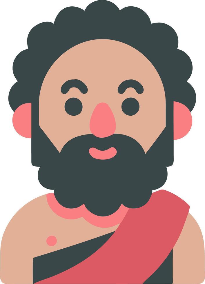 Ancient Greek Philosopher with Stylized Beard and Toga vector