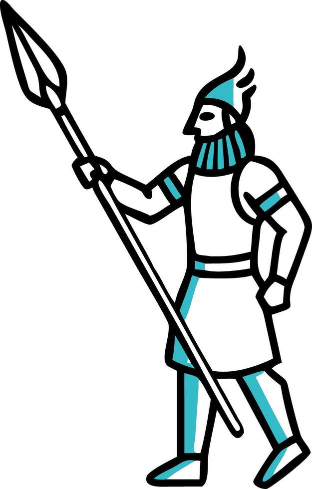 Ancient Warrior Illustration with Spear Art for Historical and Educational Use vector