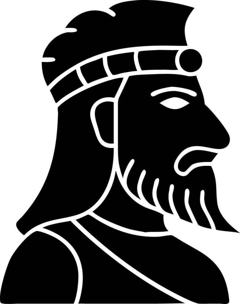 Ancient King Bust Black Silhouette Historical Illustration Art vector