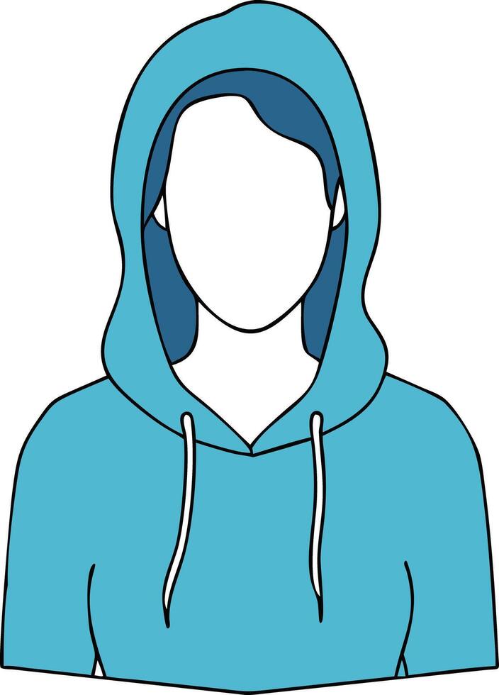 Anonymous Person in Blue Hoodie Minimalist Illustration vector