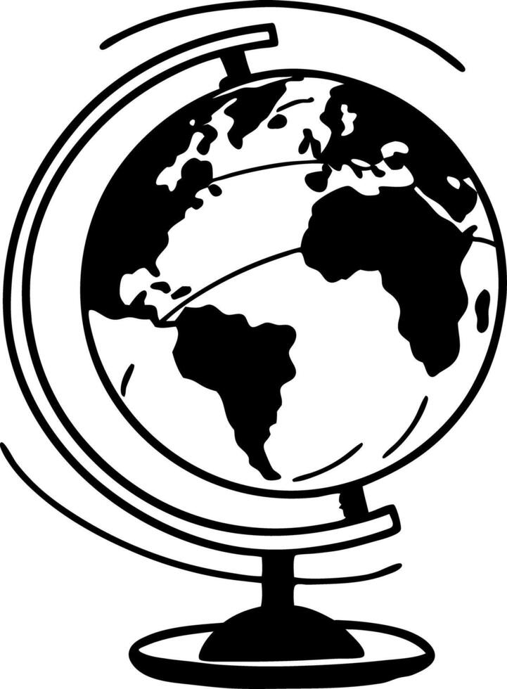 Black and White World Globe Illustration for Educational and Travel Concepts vector