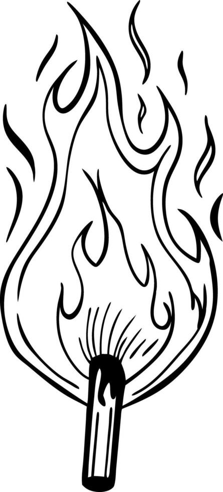 Black Flame Matchstick Illustration for Creative Graphic Design Projects vector