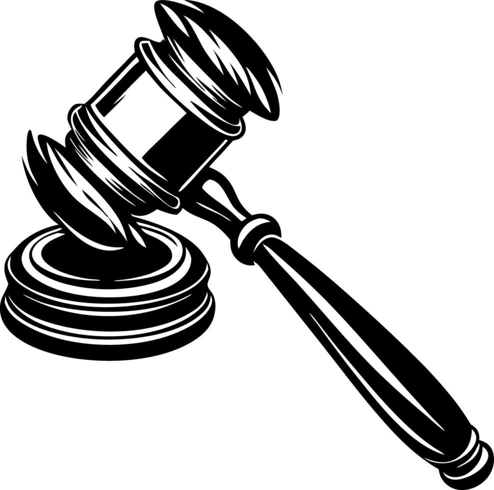 Black Legal Gavel Symbolizing Justice and Authority vector