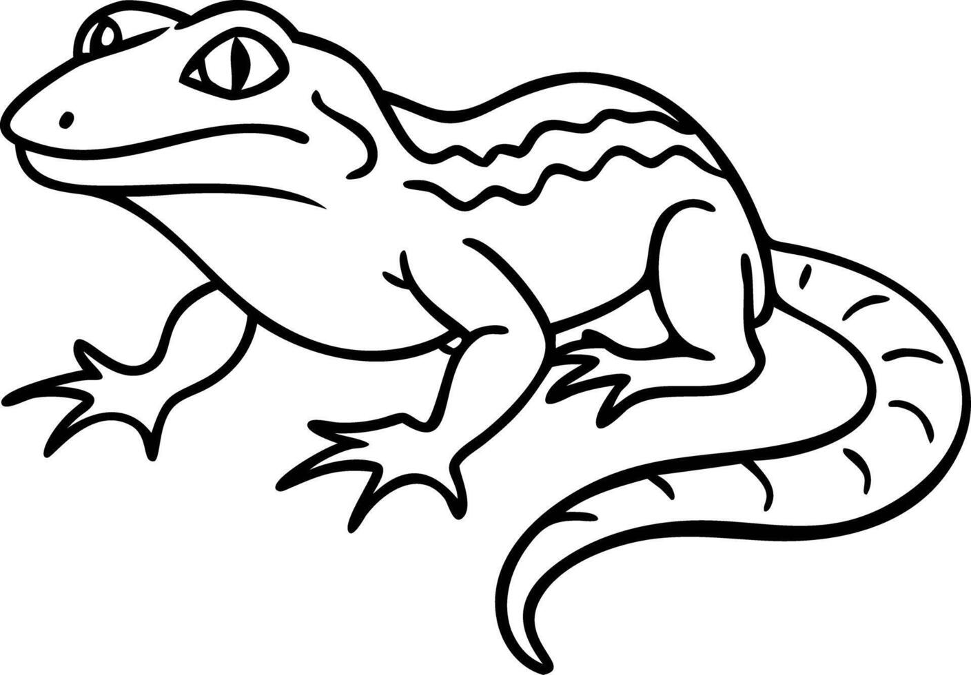 Black Outline Gecko Illustration Reptile Art for Educational Design vector
