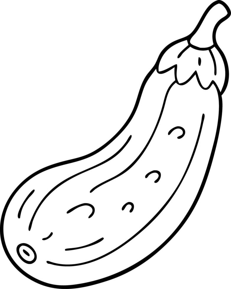 Black Outline Zucchini Illustration Simple Vegetable Art vector