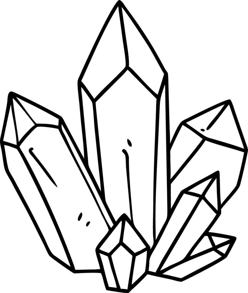 Black Outline Illustration of Geometric Crystal Cluster vector