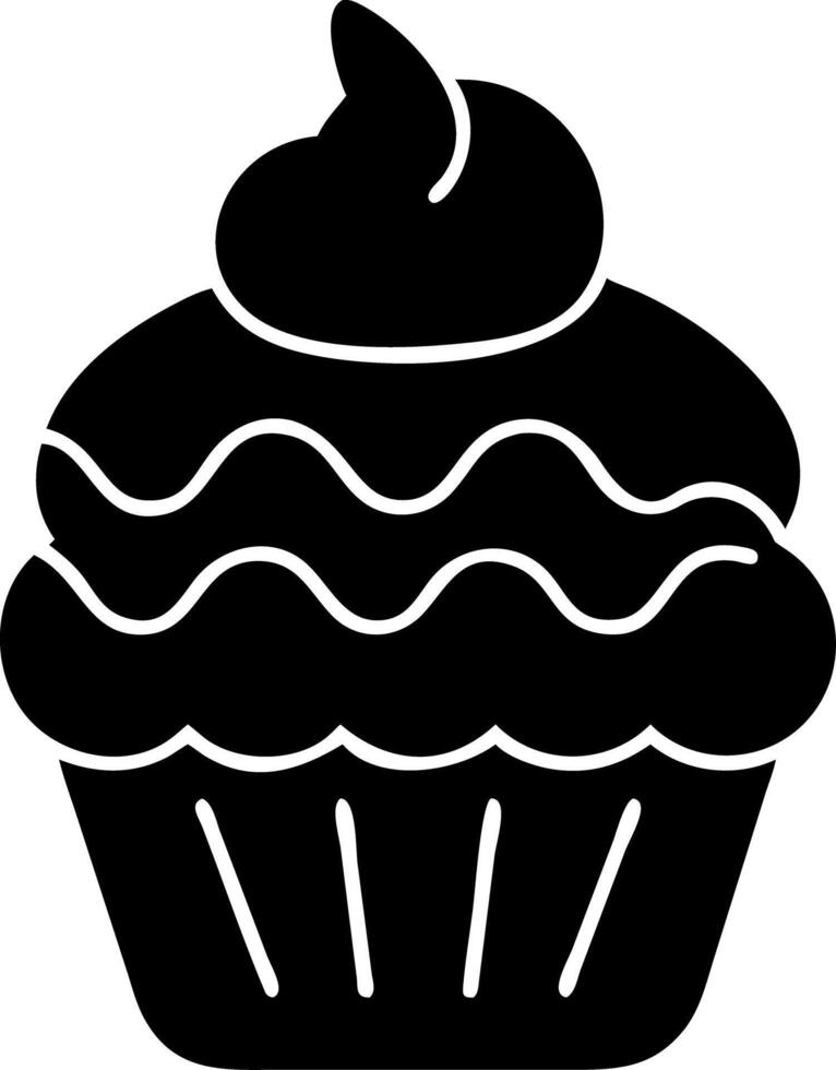Black Silhouette Cupcake Illustration Dessert Sweet Muffin Design vector