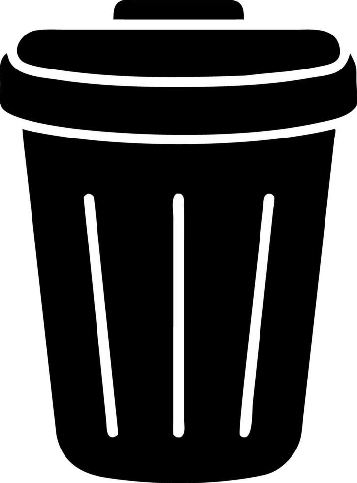 Black Trash Can for Waste Management and Recycling Concepts vector