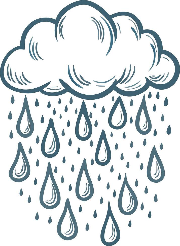 Blue Rain Cloud with Raindrops Illustration for Weather Forecast Design vector