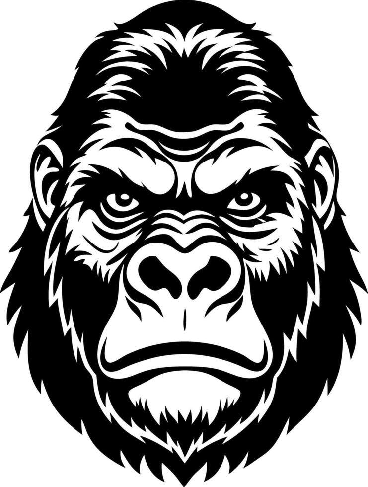 Bold Gorilla Face Art Powerful Animal Illustration for Design Projects vector