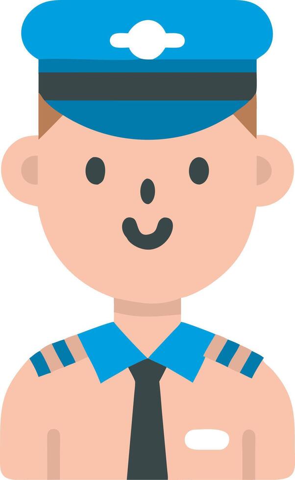 Cartoon Airline Pilot Character in Blue Uniform for Travel and Aviation Themes vector