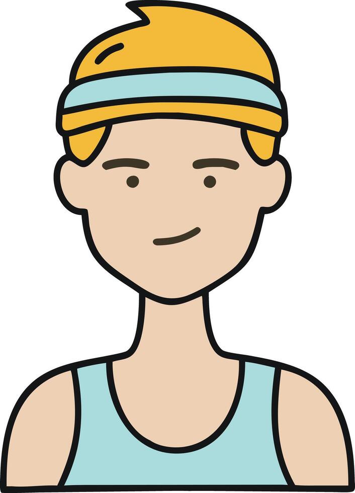 Cartoon Athlete Wearing Headband and Tank Top Illustration vector