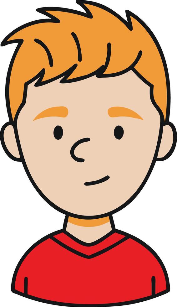 Cartoon Boy Avatar with Red Shirt Smiling Illustration for Social Media vector