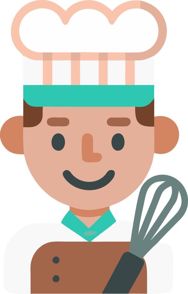Cartoon Chef Smiling with Whisk Illustration for Culinary and Cooking Themes vector