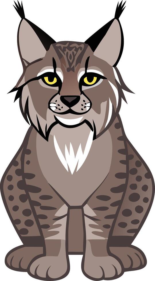 Cartoon Lynx Illustration with Spotted Fur and Tufted Ears in Art Style vector