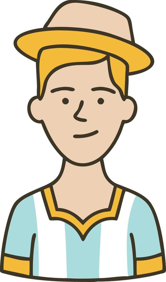Cartoon Hip Fashionable Young Man in Hat and Striped Shirt Illustration vector
