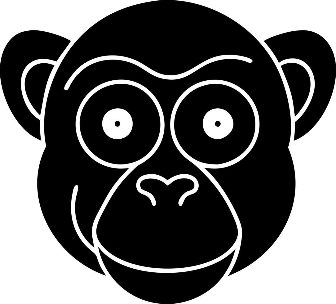 Cartoon Monkey Face Silhouette for Kids Design and Educational Use vector