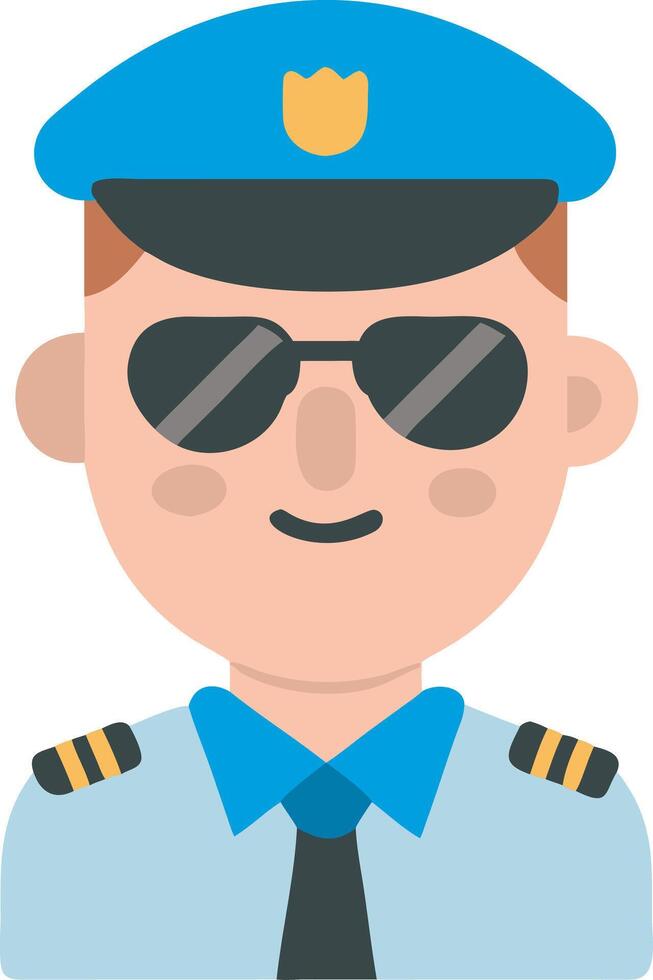 Cartoon Police Officer Illustration with Sunglasses and Blue Cap vector