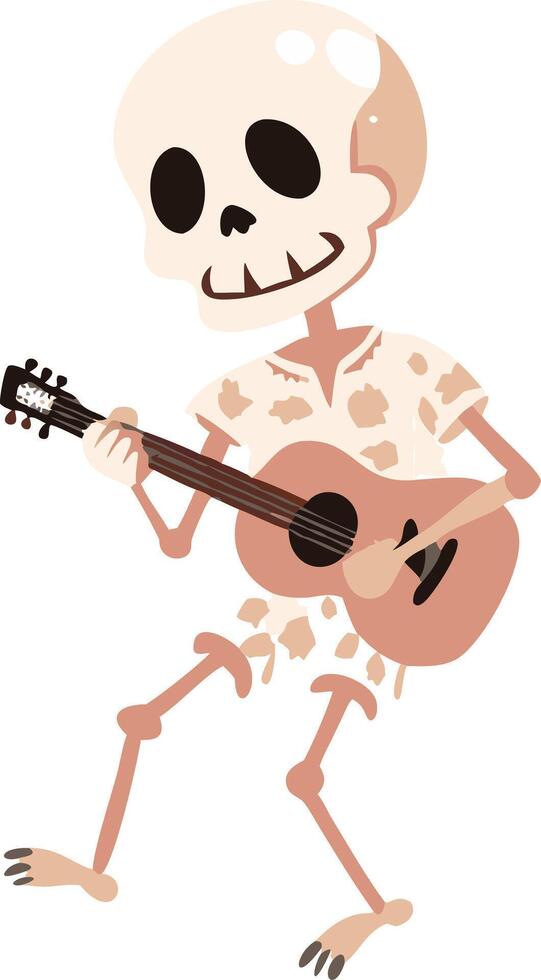 Cartoon Skeleton Playing Guitar in Festive Halloween Illustration vector