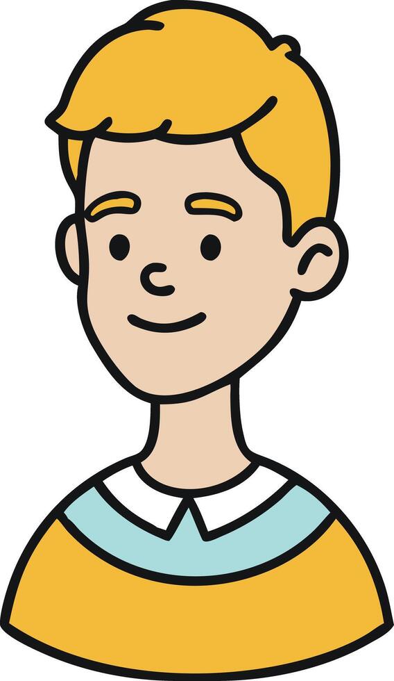 Cartoon Young Boy Illustration with Blonde Hair and Yellow Sweater for Design Projects vector