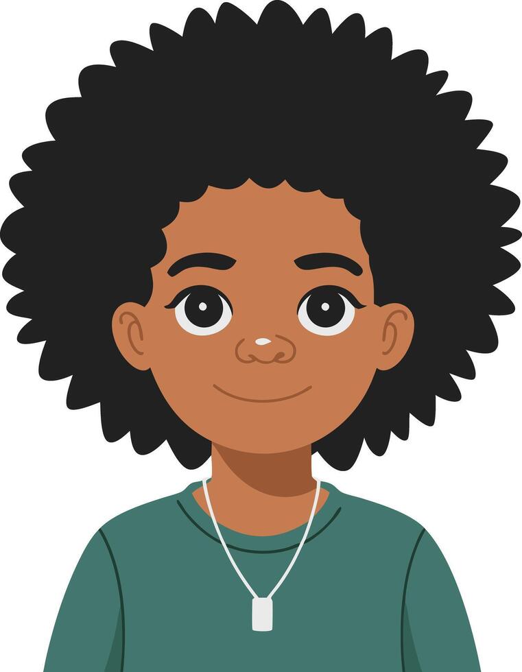 Charming Child with Curly Hair Wearing Green Sweater Illustration vector