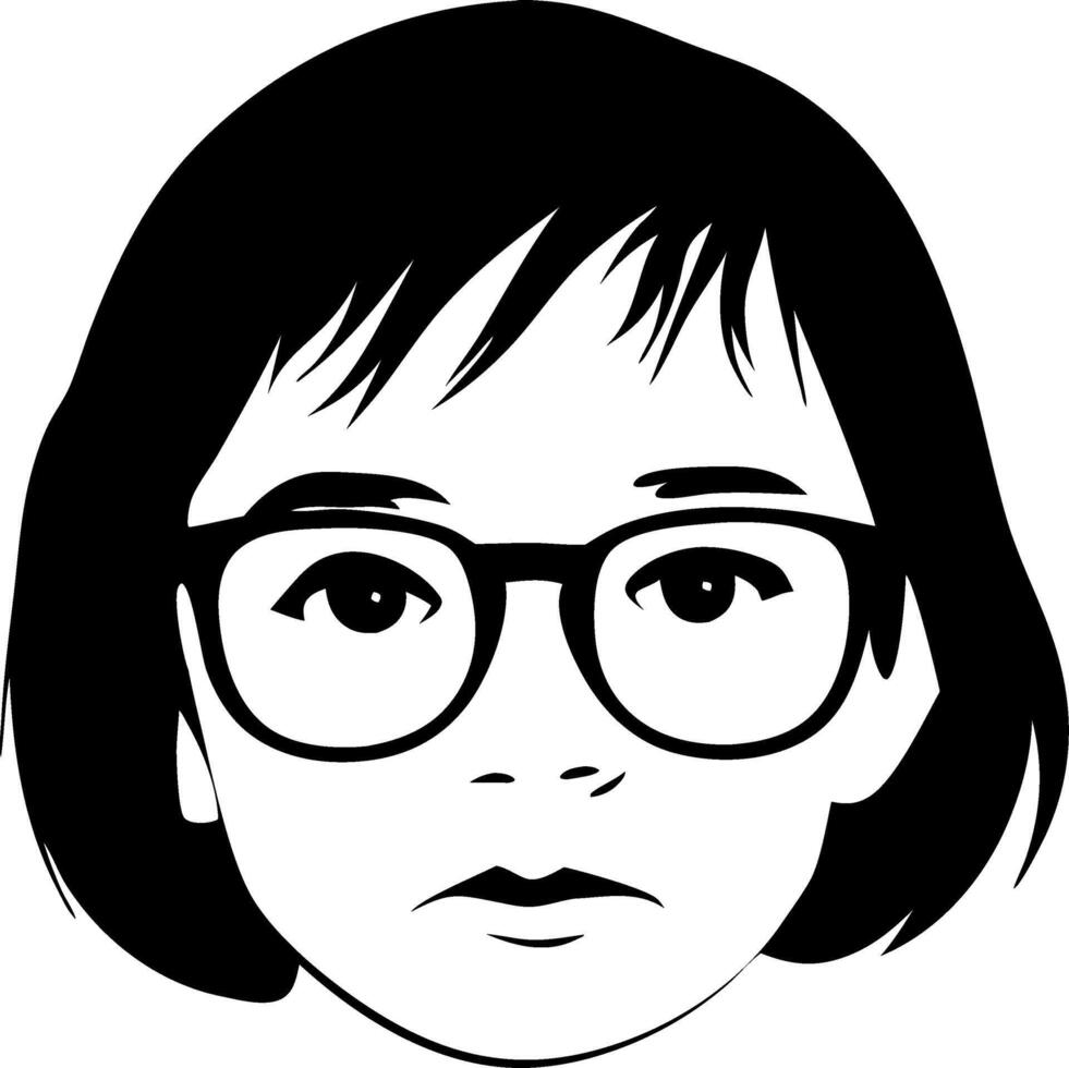 Child Portrait Illustration with Glasses Minimalist Style vector