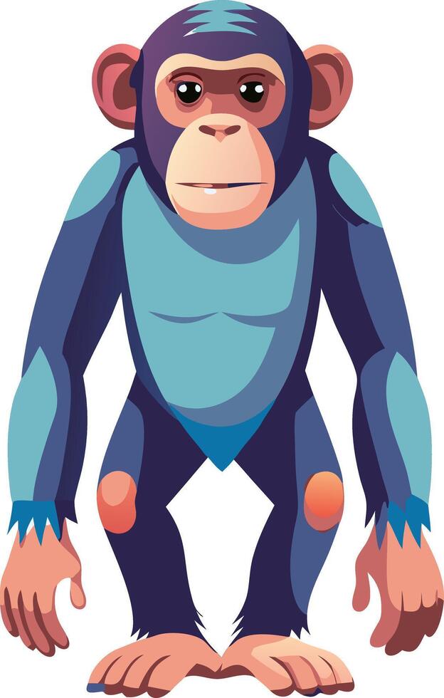 Colorful Cartoon Chimpanzee Illustration in Art Style vector