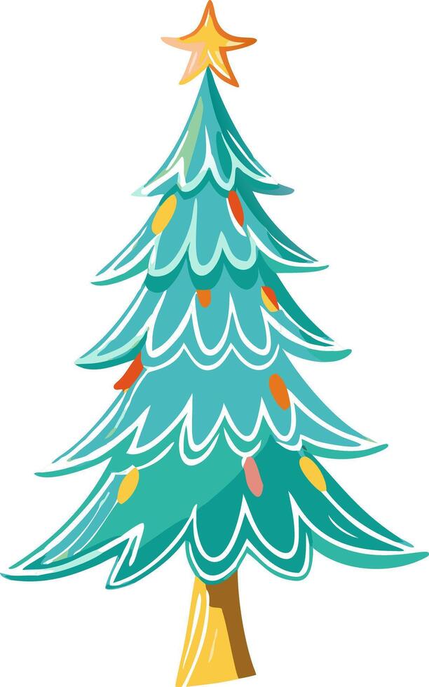 Colorful Christmas Tree with Star for Holiday Decorations vector