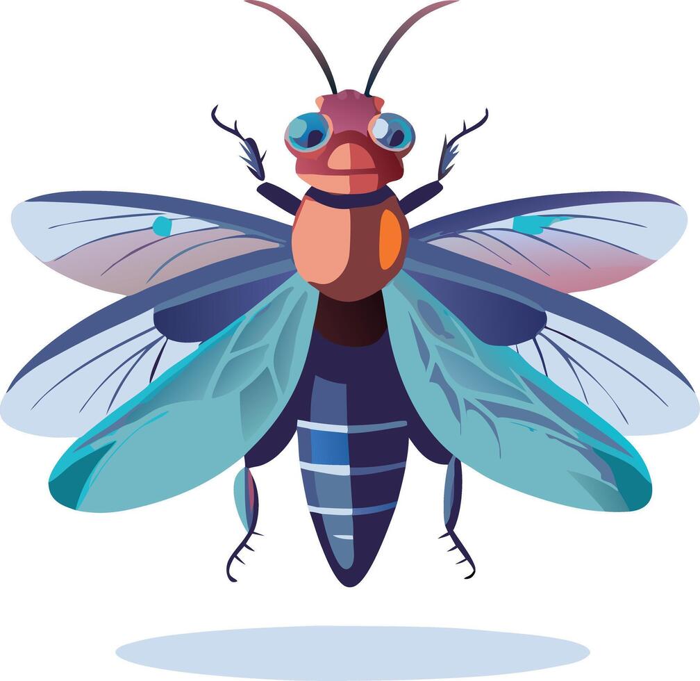 Colorful Insect Illustration with Detailed Wings and Antennae Symmetry vector