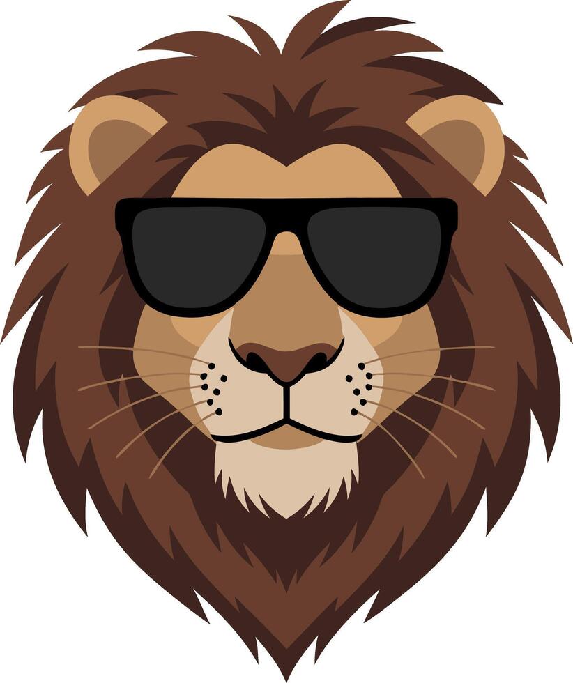 Cool Lion Wearing Sunglasses Illustration for Trendy Design Use vector