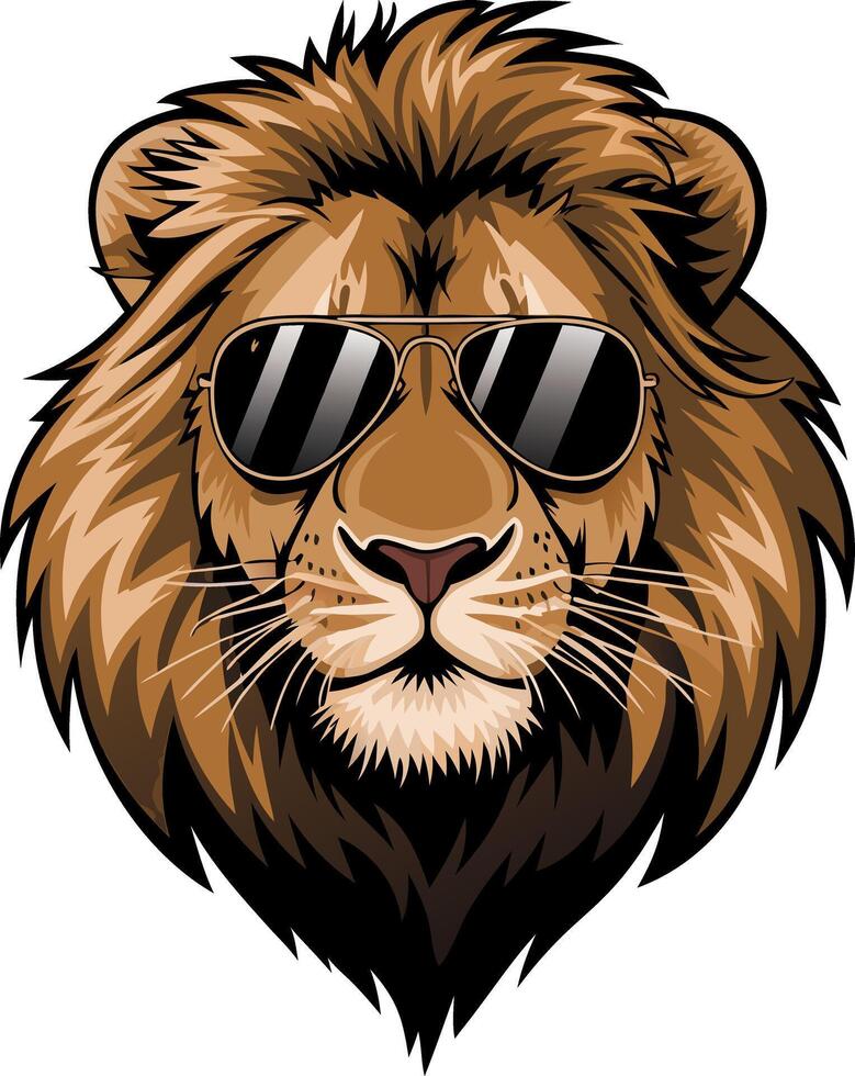 Cool Lion Wearing Sunglasses Illustration Symbolizing Confidence and Style vector