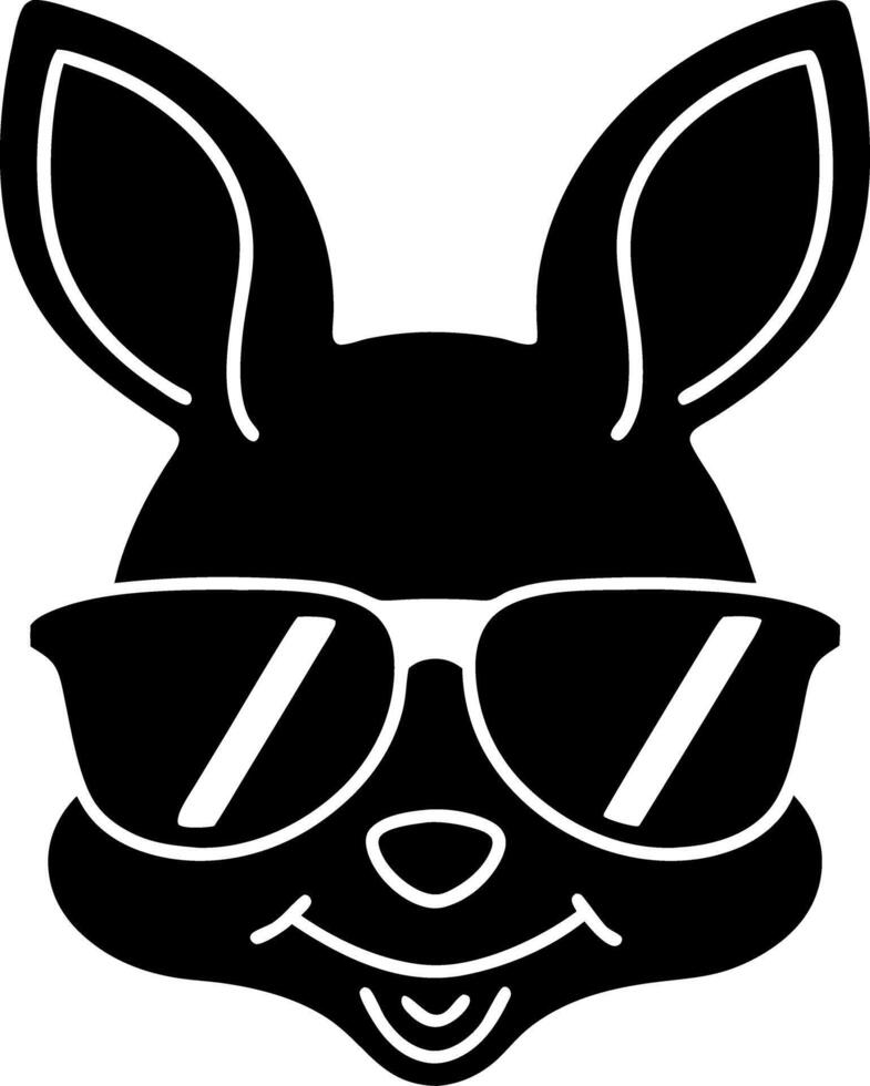 Cool Rabbit Wearing Sunglasses Black Silhouette Design Illustration vector