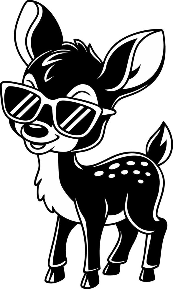 Cool Sunglasses Deer Cartoon Animal Illustration for Kids and Fashion Design vector