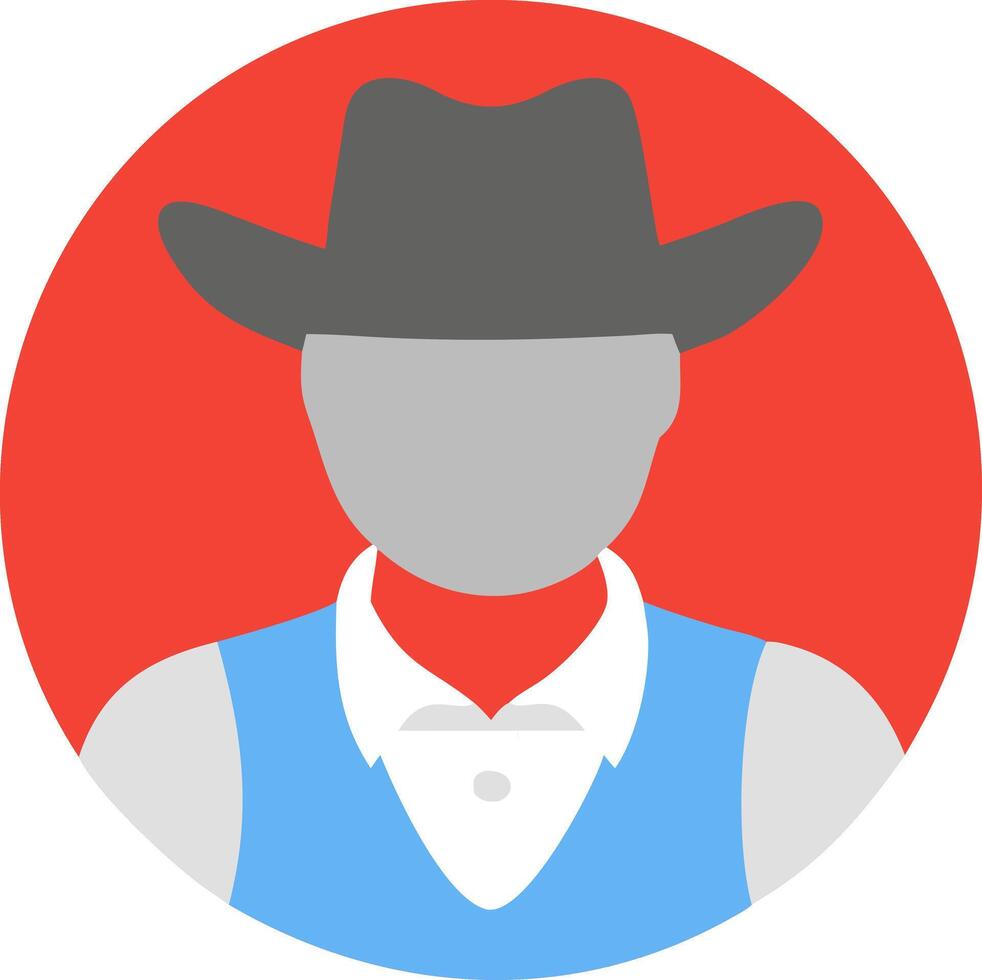 Cowboy Illustration Hat Bandana Western Style Avatar Red Background vector