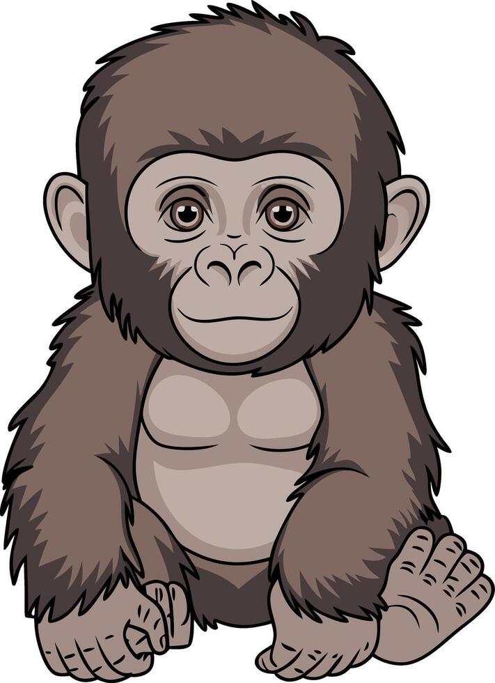Cute Baby Gorilla Illustration Adorable Primate for Children's Designs vector