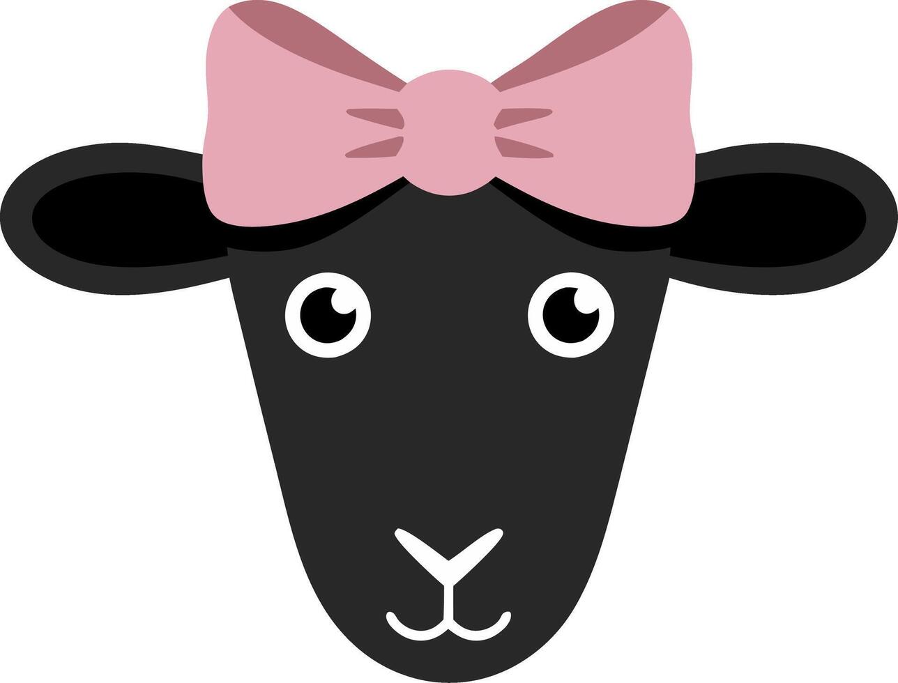 Cute Black Sheep Face with Pink Bow Illustration for Kids Decor vector