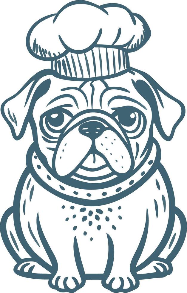 Cute Bulldog Chef Illustration Wearing Chef Hat Art for Culinary Design vector
