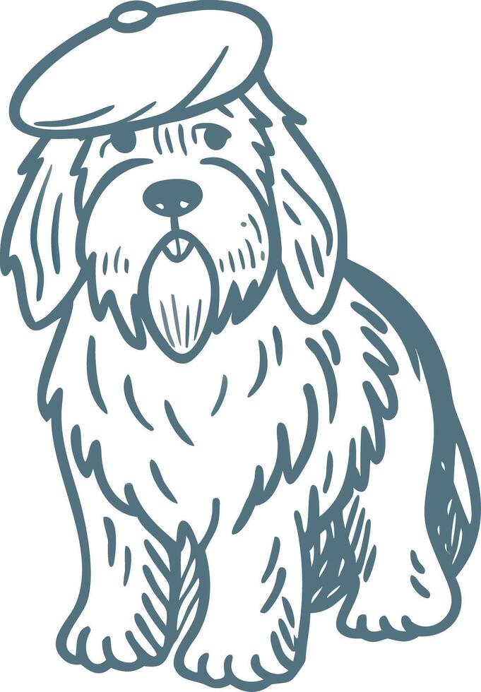 Cute Cartoon Dog Wearing Beret Illustration for Children and Design vector