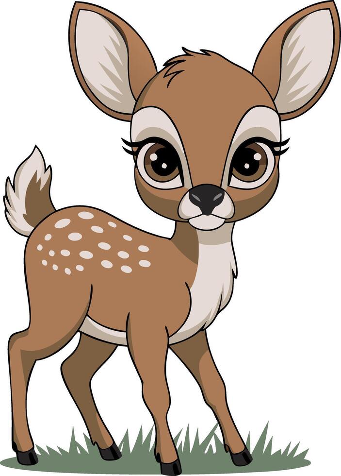 Cute Cartoon Fawn Illustration Adorable Baby Deer Art vector