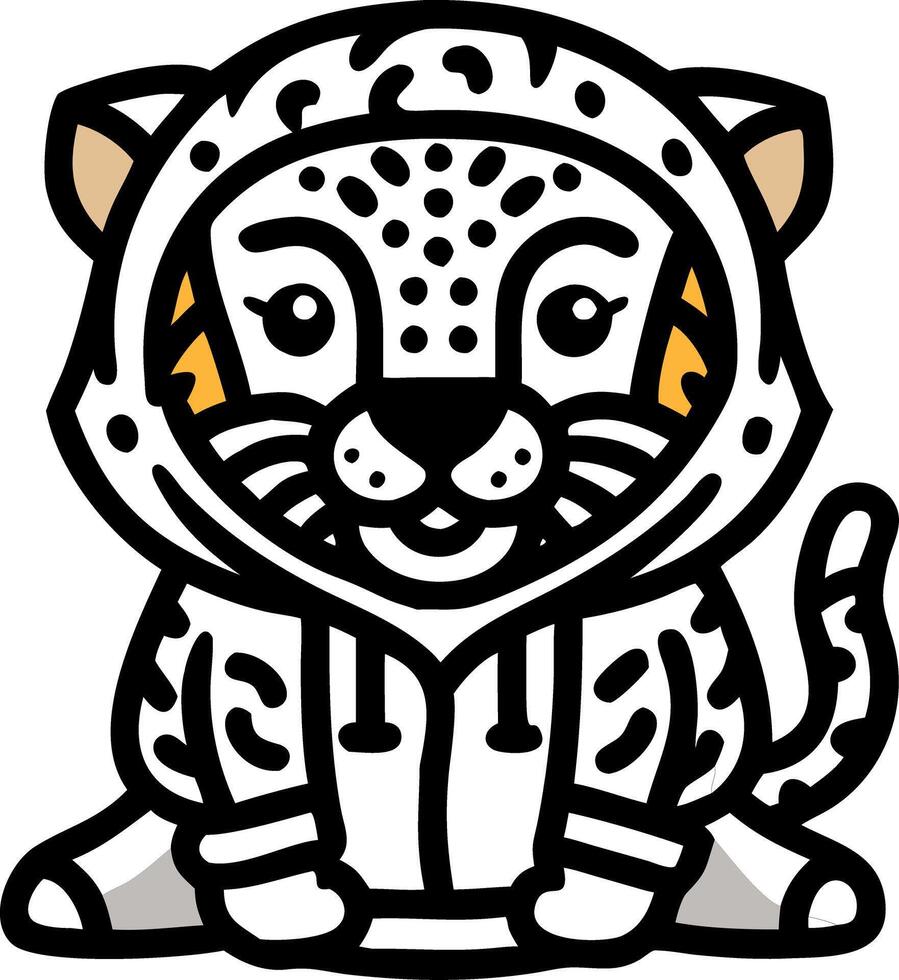 Cute Cartoon Leopard in Hoodie for Kids and Apparel Design vector